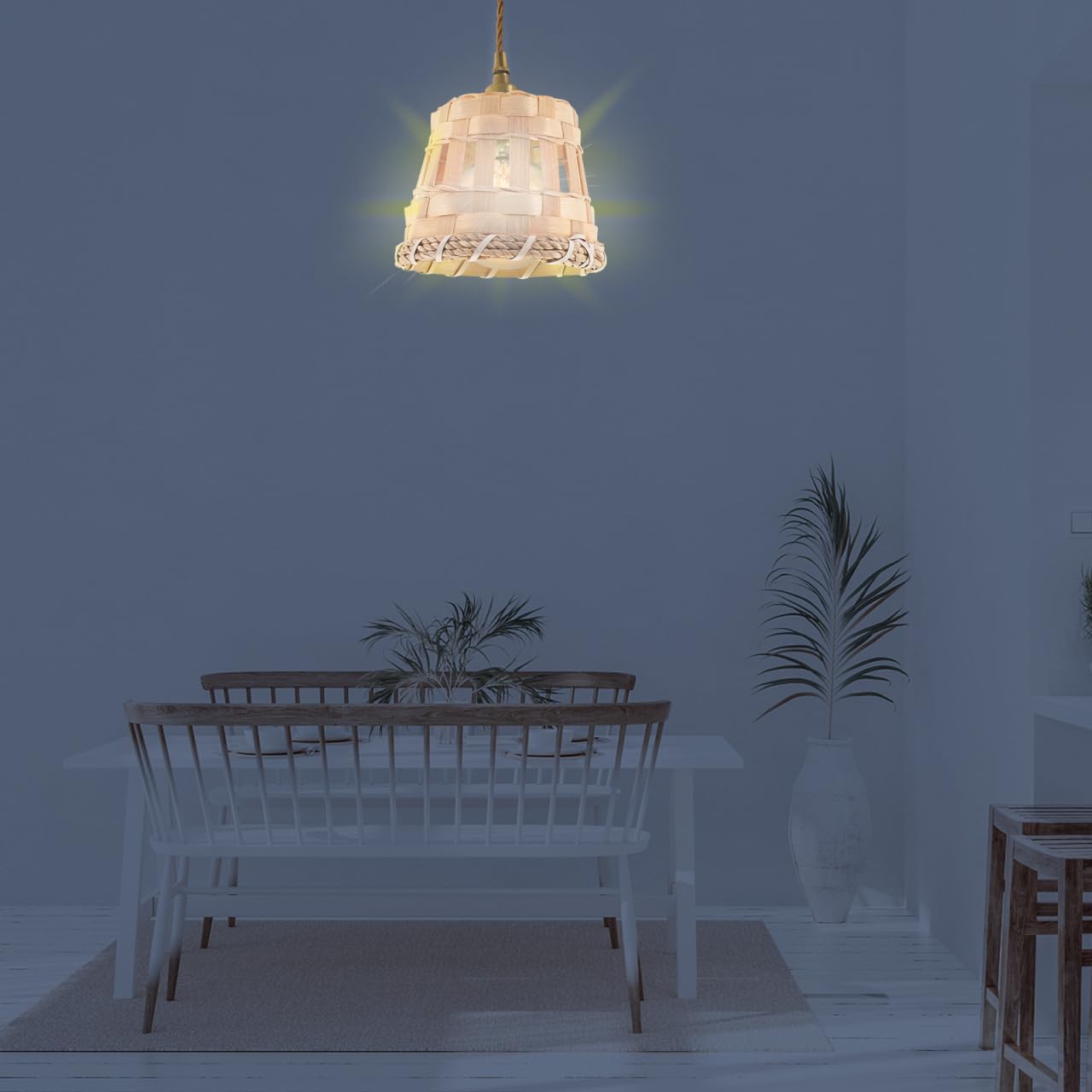 DOITOOL Abat-Jour Bambou Tissé À La Main Petit Couvercle Lumineux Intérieur 3.15 Pouces Décoration Naturelle Pour Lampe De Chevet Salon Et Bureau