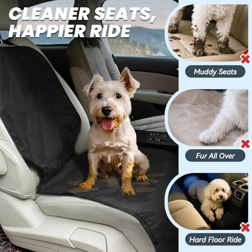 VIVAGLORY Auto-Vordersitzbezug für Hund, Kein Klappendesign mit Rutschfester Rückseite für die meisten Autos, Gesteppter & Gepolsterter & Strapazierfähig Hundesitzbezug, Schwarz S