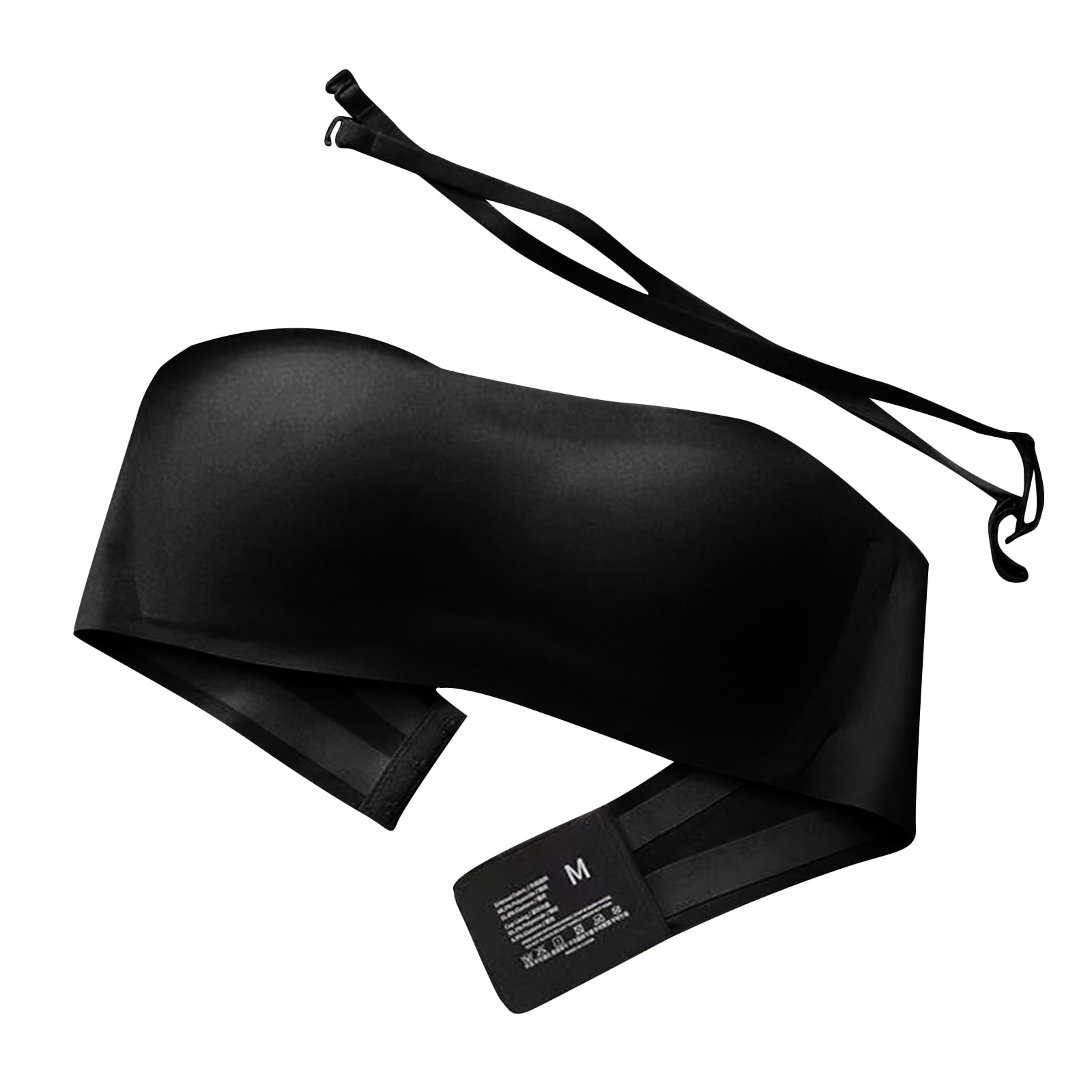 Zuoeay Womens Strapless Bra with Removable Straps Smooth Bandeau Convertible Bras Invisible Push Up Underwear Womens Seamless Bra Black