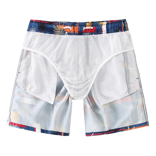 AMIYAN Mens Swim Trunks Hawaiian Beach Shorts Quick Dry Board Shorts Bathing Suits Swimwear with Mesh Lining Pockets2