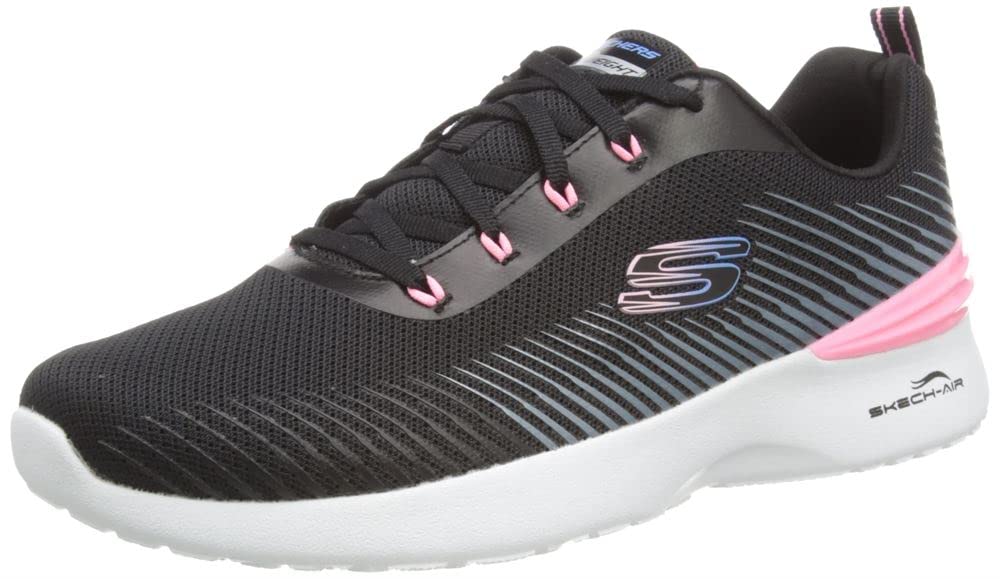 Skechers Women's Skech-Air Dynamight Luminosity Sneaker, Black Mesh/Pink Trim, 4.5 UK