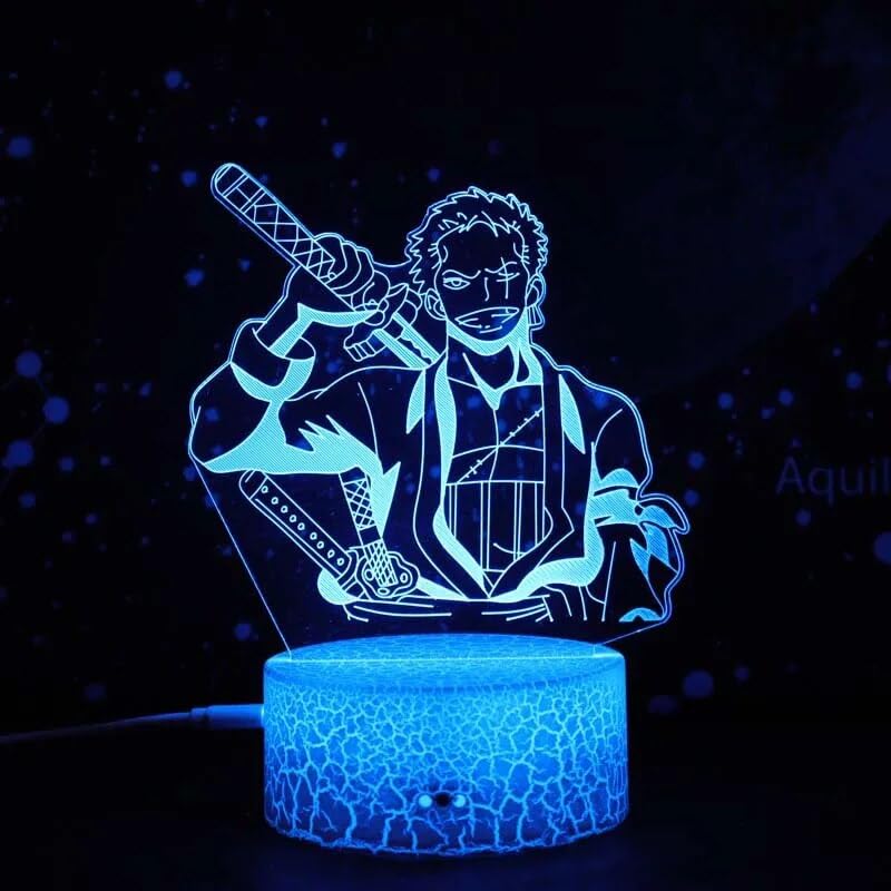 LUUSMM One Piece Anime 3D Night Light 16 Colors Changing Touch & Remote Control Luffy Figure Manga Illusion LED Lamp Christmas Gifts for Boys/Girls/Kids/Fans (B)