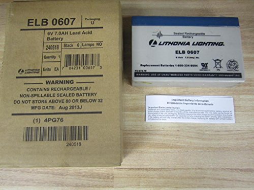 LITHONIA LIGHTING ELB0607 6V, Rechargeable, Battery, 6.5AMP, Lead-Acid