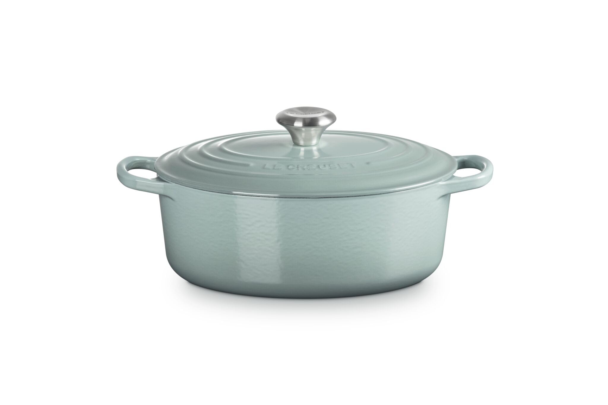 Le Creuset Signature Emaliowane żeliwne owalne naczynie do zapiekania z pokrywką, 27 cm, 4,1 l, sól morska