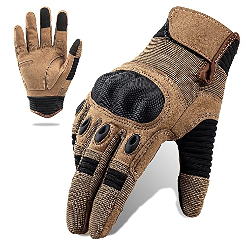 Tactical Gloves, Full Finger Touchscreen Gloves, Motorcycle Military Training Army Shooting Outdoor Gloves Coyoto Medium