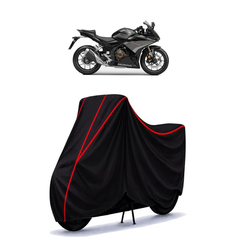 Image of CBR 500 R Water Resistant Bike Cover for All Motorcycles & Rain | Heavy Duty Taffeta Fabric | UV Protection, Dustproof, Scratchproof | All Weather Two Wheeler Body Cover with Elastic Bottom