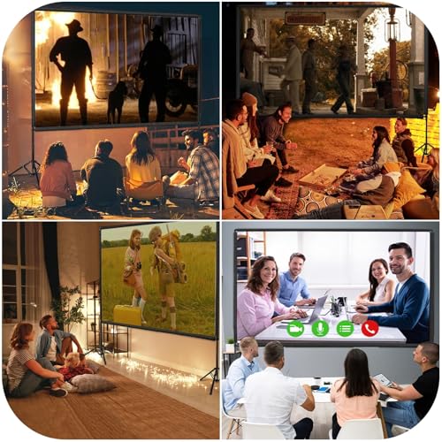 Image of EMART Outdoor Projector Screen with Stand, 120 Inch Portable Indoor 16:9 4K HD Rear Front Movie Screens & Foldable Tripod with Carry Bag for Theater Home Backyard Movies