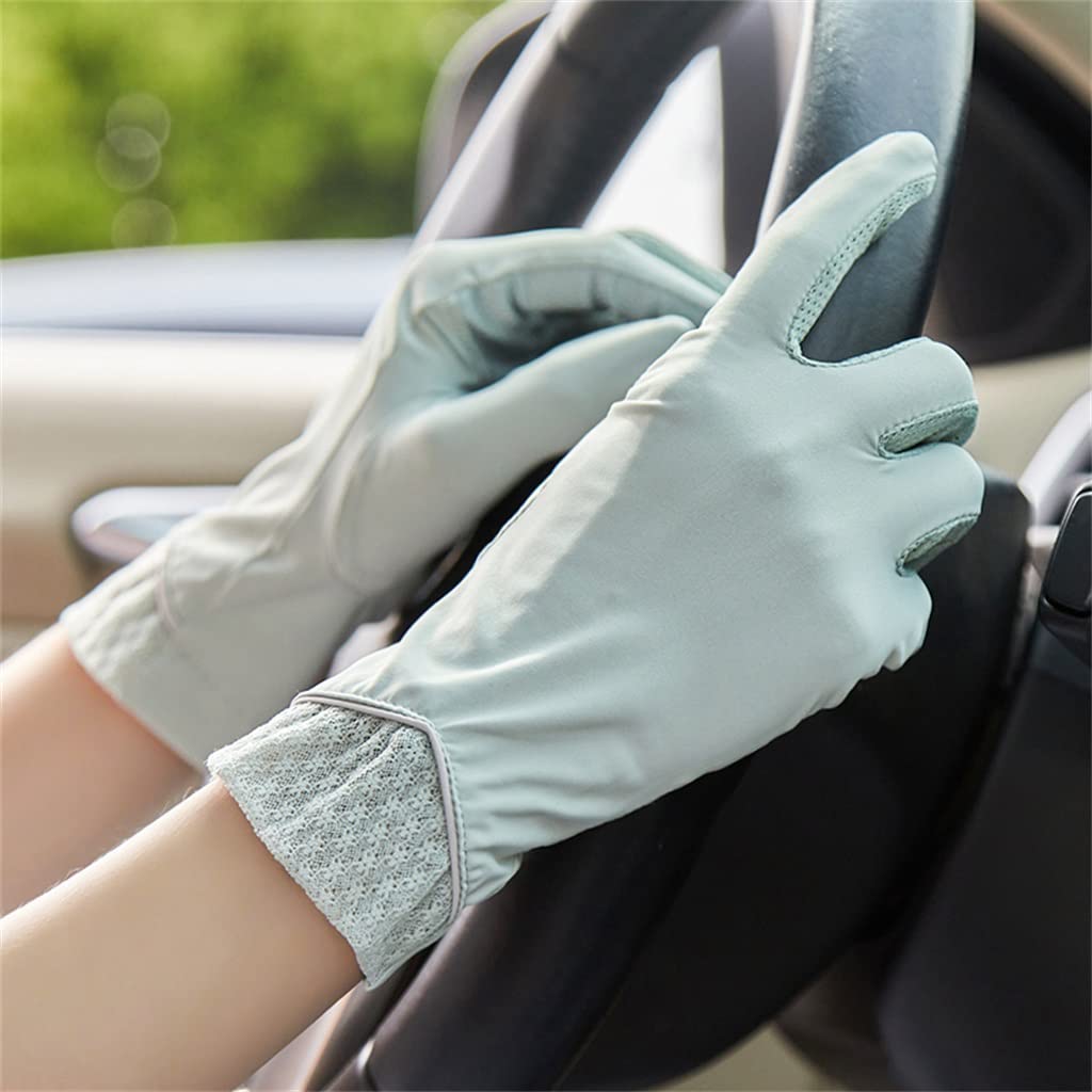 Women's Thin Driving Ice Silk Touch Screen Short Spring and Autumn Cycling Gloves