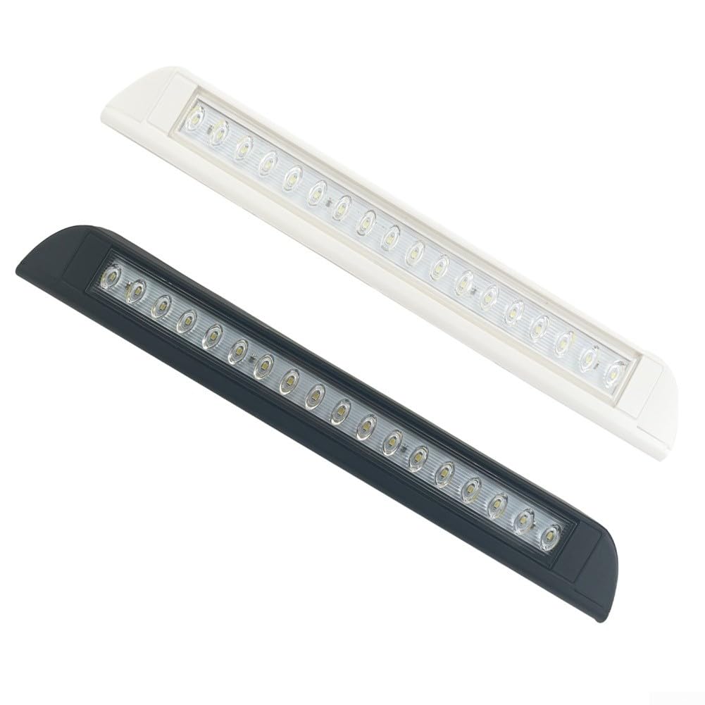 Luce per veranda per camper e camper, 18 LED, compatibile con sistemi da 12 V 24 V, IP67, impermeabile, materiali ABS per uso esterno (nero)