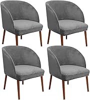 Vista 33 de Juego de 6 fundas para sillas de comedor de terciopelo elástico, con respaldo curvo moderno, protector para sillón decorativo para sala de estar