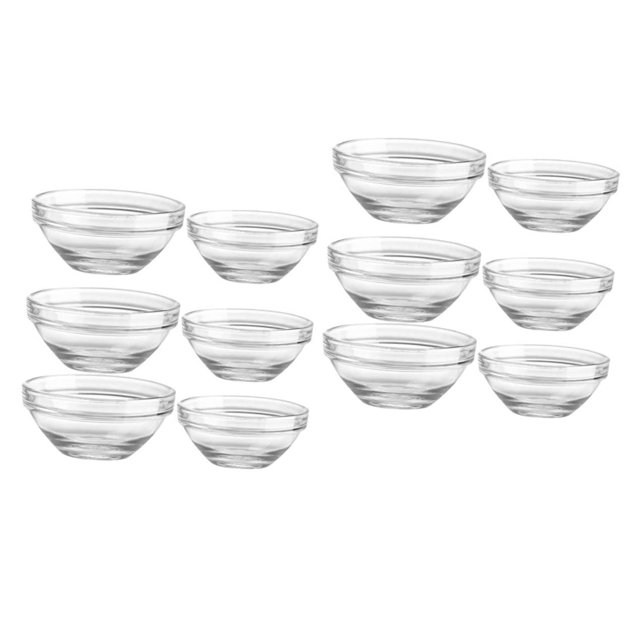 Luxshiny Ciotole di Vetro Rotonde 12 Pezzi per Casa e Cucina