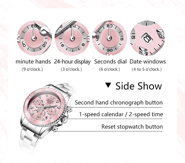 OLEVS Womens Watch Fashion Dress Diamond Female Watches for Ladies Analog Quartz Stainless Steel Waterproof Luminous Day Date Two Tone Wristwatch - Image 5