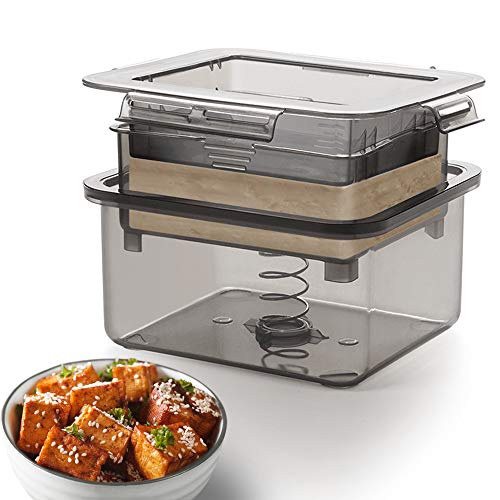 KITHOUWAS Tofu Press, Tofu Press Maker Tofu Presser Drainer Gadget, BPA Free Tofu Presser Built-in Drainage to Avoid Messes, Easy to Remove Water from Tofu for Delicious Taste (Grey)