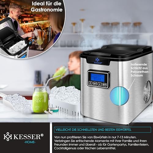 Fabricadora de hielo acero 150 W 12 kg 24 h 3 tamaños miniatura 4