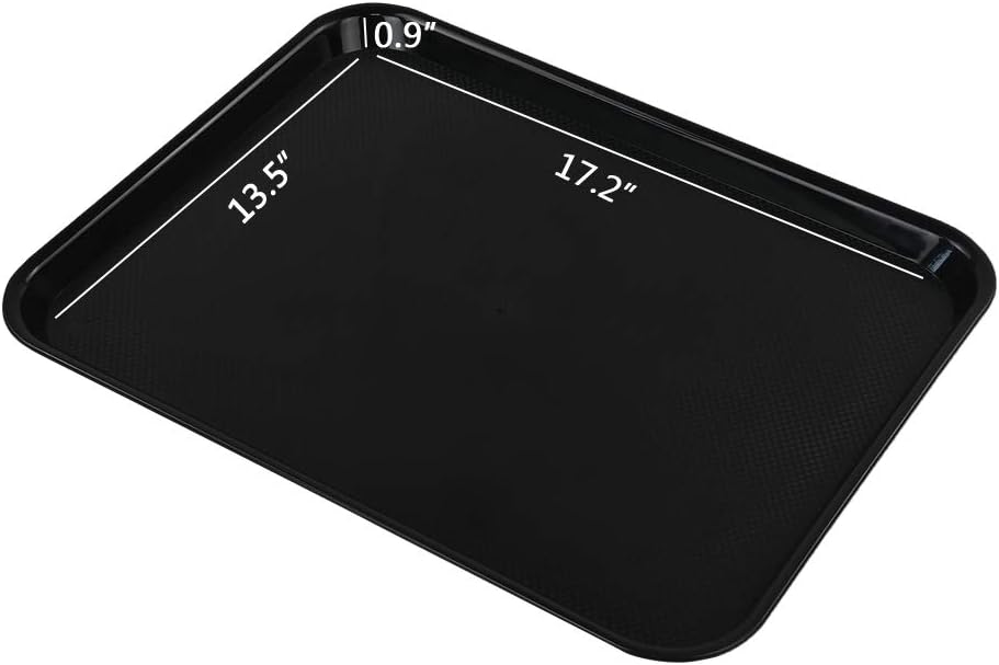 Anbers Plastic Eating Trays 4 Packs, Rectangle Serving Fast Food Tray, Black - Image 2