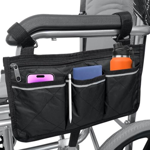 Silvotek Borsa per Sedia a Rotelle – Multifunzionale Borsa Deambulatore e Borsa Passeggino con 4 Tasche Separate, Borsa per Girello Anziani