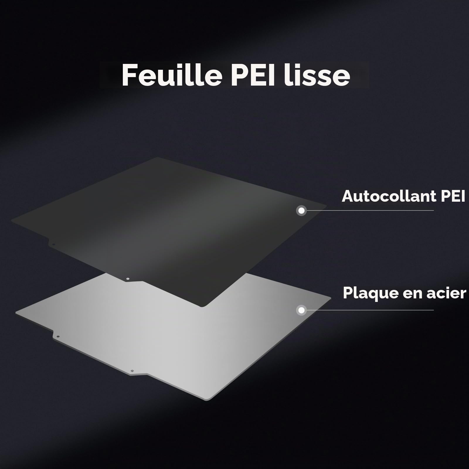 Flashforge Adventurer 5M Series et AD5X Plateau PEI Double Face | Lisse, Flexible, Polyvalent pour PLA/PETG/TPU/CF
