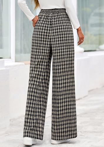 PRETTYGARDEN Casual Women's Pants 2025 Elastic Waist Palazzo Long Stretchy Wide Leg Trousers Knit Fall Outfits with Pockets4