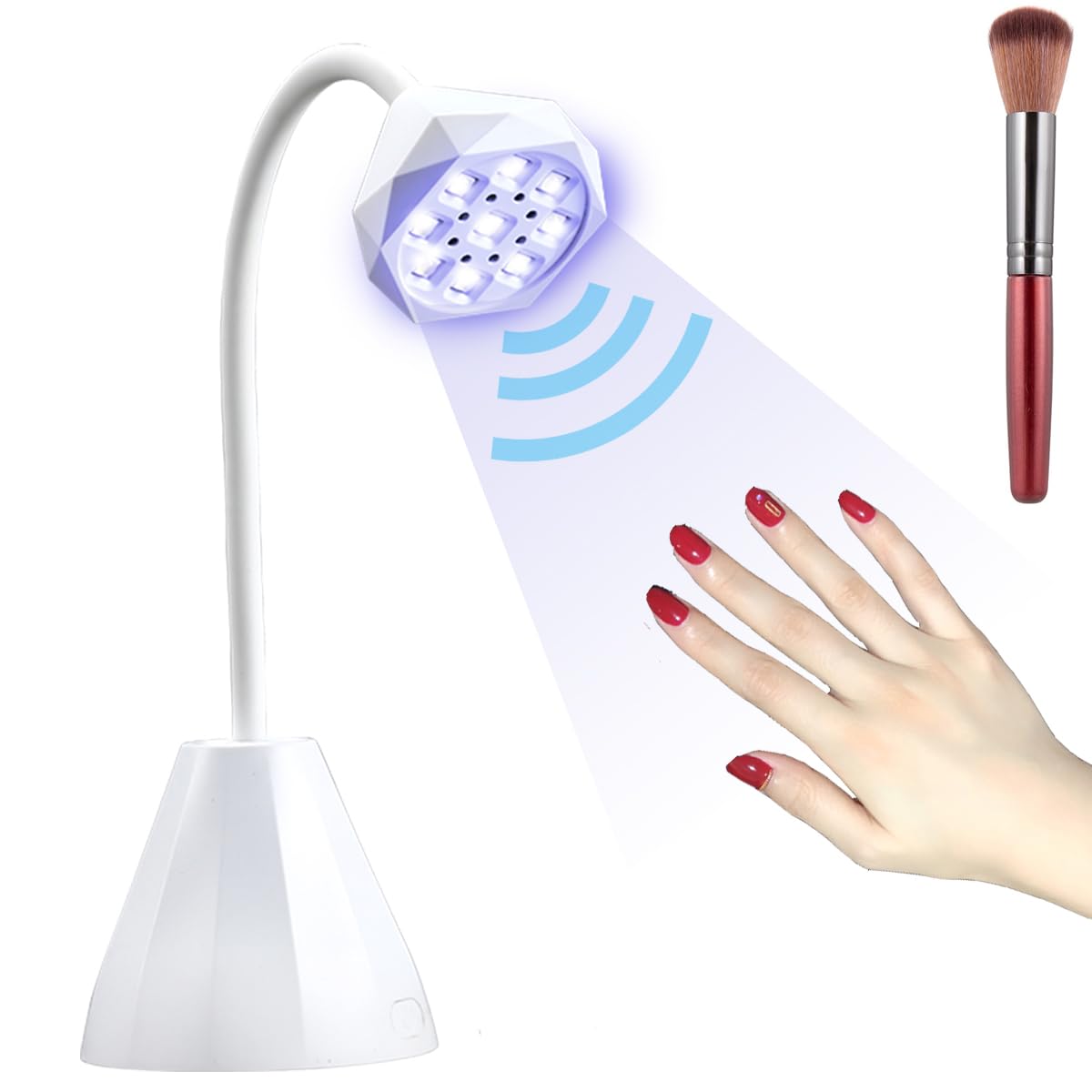 UV LED Nail Lamp with Smart Sensor, Portable Rechargeable Mini Lotus Hands Free Light Rotatable Cordless Nail Dryer Quick Dry Nail Gel Polish Curing Lamp Gooseneck Flash Cure Light for Home & Salon
