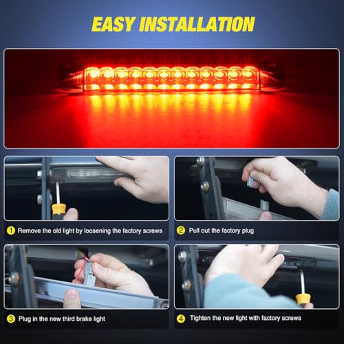 Image of Nilight Third Brake Light Tail High Mount 3rd Stop Lights Smoked Lens for Toyota 4Runner 2010-2016 Highlander 2014-2016 Prius 2010-2015 Prius C Prius V 2012-2016 Sienna 2011-2016 Van SUV Rear Cab