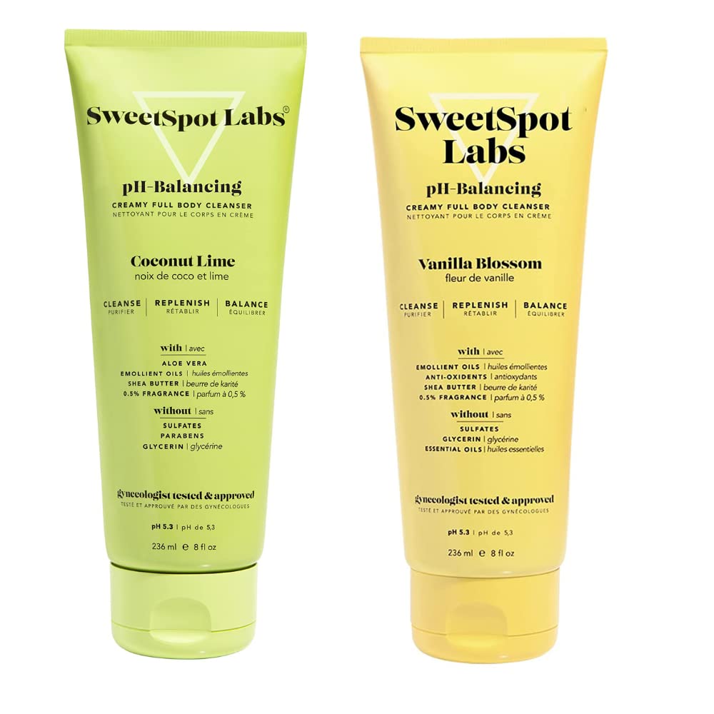 SweetSpot Labs Feminine Wash Bundle: Vanilla Blossom 8 oz + Coconut Lime 8 oz