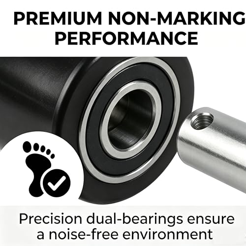 Image of Heavy Duty Pallet Jack Load Wheels Replacement Kit (2 Pairs / 4 Wheels) - 3 inch x 3.75 inch (74.5mm x 93mm) Polyurethane Tread, Pre-Installed 20mm Bearings w /Axles & Pins (Black)