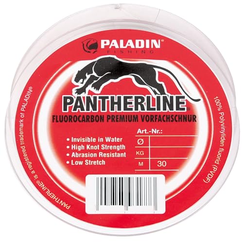 Paladin Fluorocarbon Schnur 30m 0,40mm 21kg - Vorfach Schnur für Spinnvorfach zum Spinnfischen oder Pilken auf Dorsch, Pilkvorfach Vorfach zum Meeresangeln