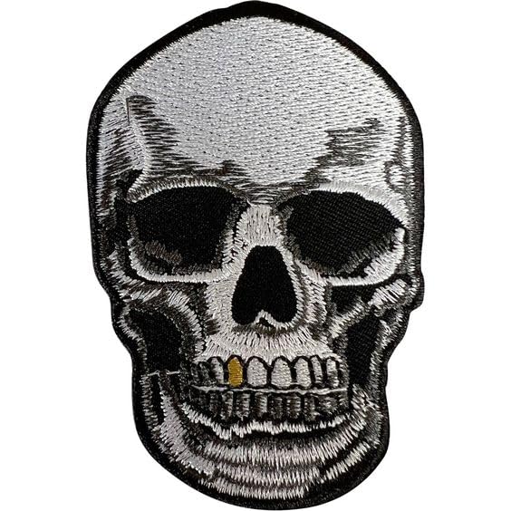 Skull Biker Back Patch 4 Hight INCH SEW Embroidery Patch S002