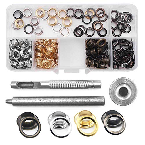 120-teiliges Set mit großen Ösen mit 3 großen Werkzeugen zur Reparatur und Dekoration für Kleidung von Leinwand und Leder, zum Basteln, 4