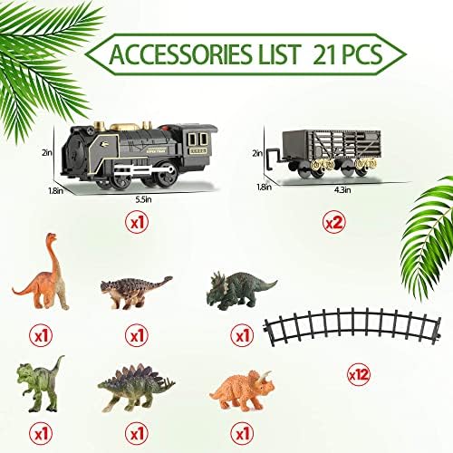 Dinosaur Toy Prepare Set, Classical Electrical Prepare Battery Operated Play Locomotive Engine with Sounds & Gentle, Railway Observe Cargo Automobile with 6 Forms of Dino, Present for 3 Years Outdated & Up Boy Lady Kids 3 517oKcimr0L. AC