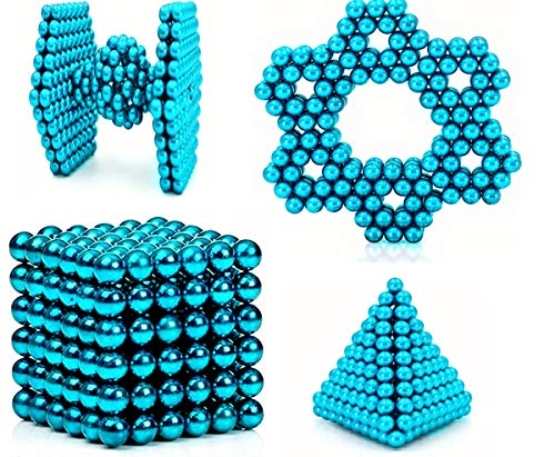 SENBAO Magnet Balls Multicolored Powerful Creative Rainbow Cube Tactile Office Desktop Toys Sculpture Entertainment (Light Blue-3MM-216PCS)