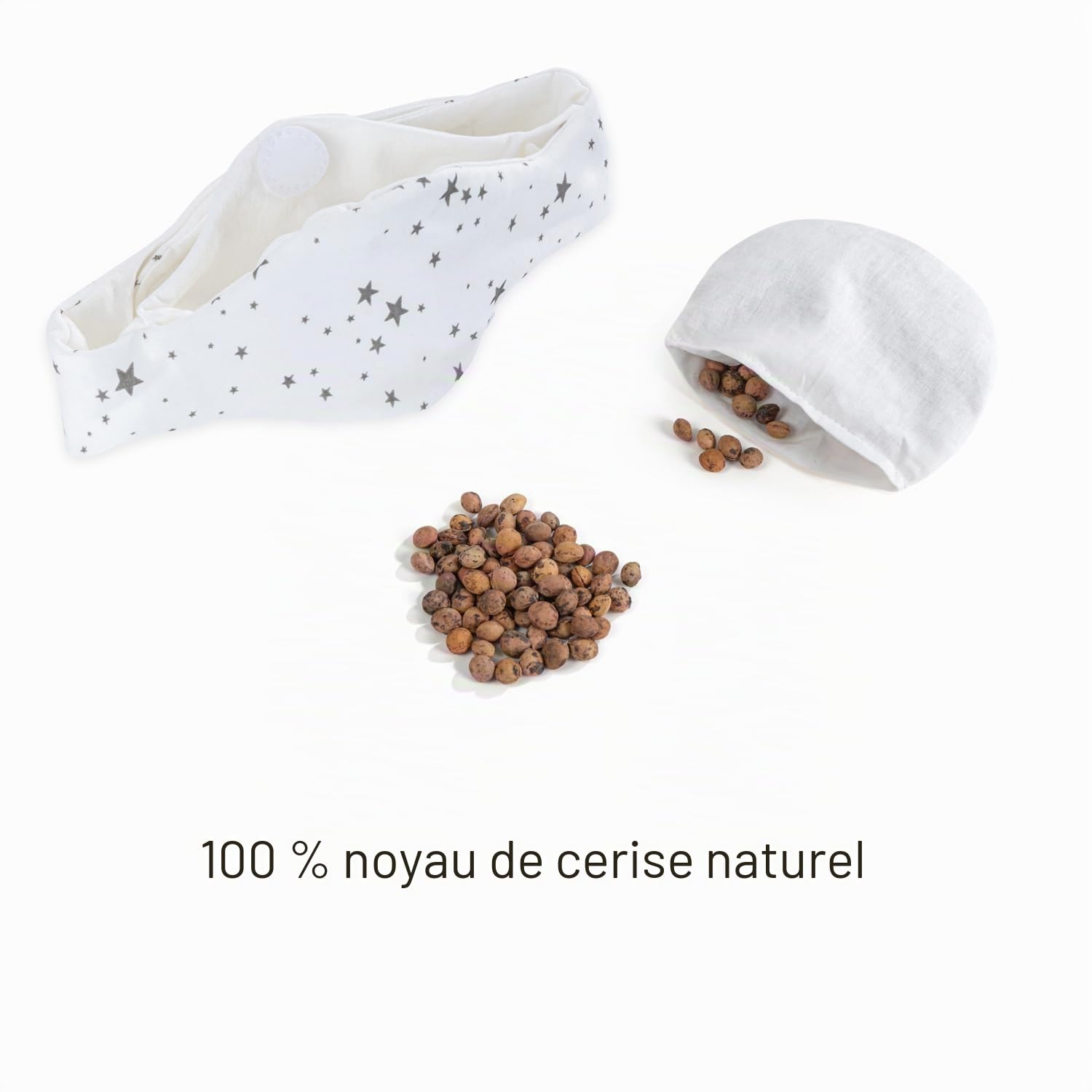 Babyjem Coussin chauffant en noyaux de cerise - Taille réglable - Idéal pour les douleurs abdominales et les ballonnements - 100% coton