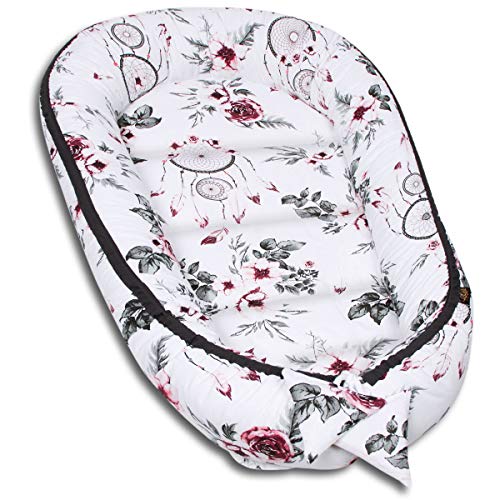 PaLulli Kuschelnest 2-seitig Babynest Babynestchen Baby Nest Nestchen Reisebett Wickelauflage Kuschelbett, Kokon Kokon für Babybett - Babys und Säuglinge, 100% Baumwolle Oeko TEX (Träumer) Cover