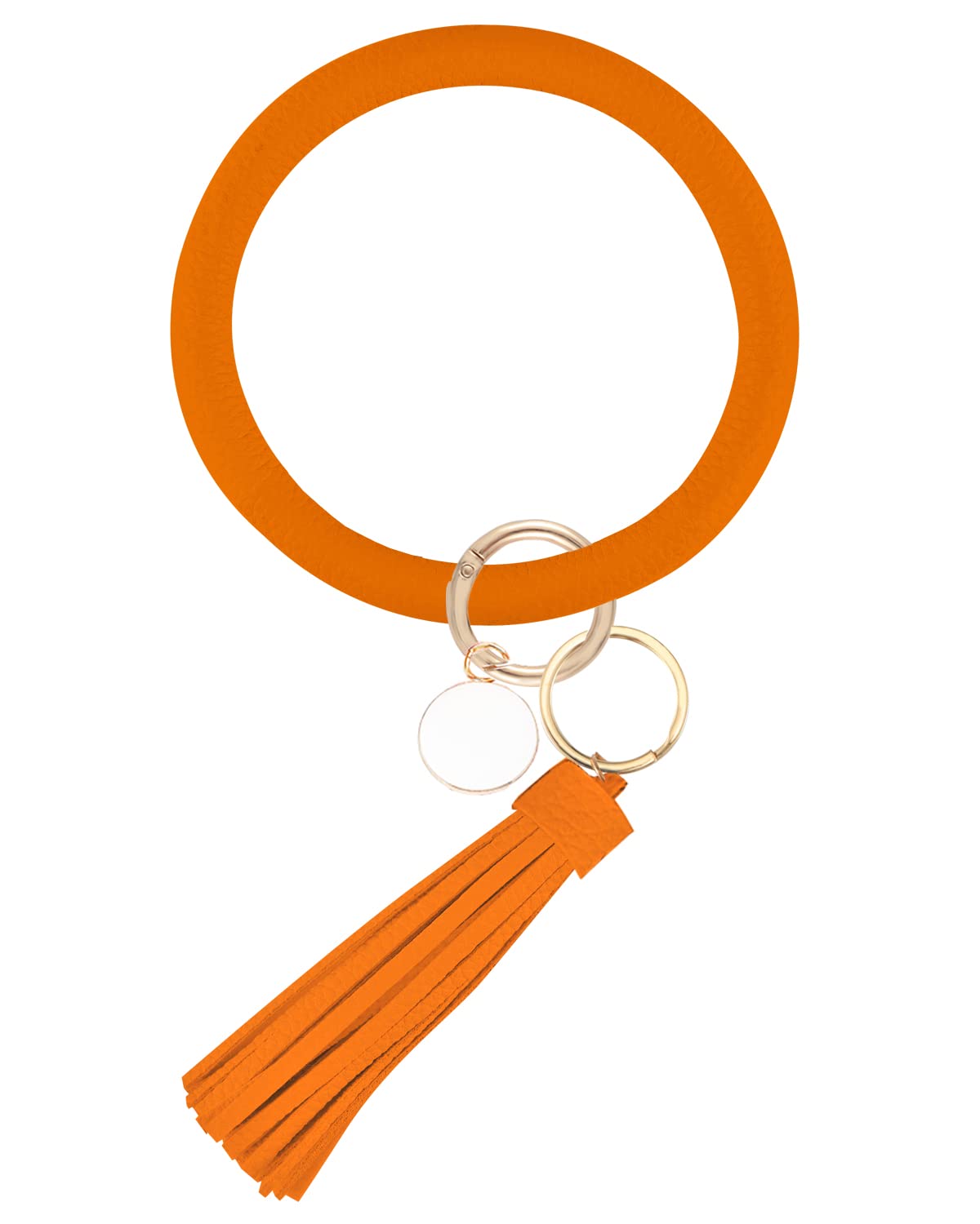 Weixiltc Large Keychain Bracelet with Tassel, Circle Leather Wristlet Key Ring for Women, Bangle Key Chains Holder for Girls