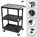 Luxor Multipurpose Storage Utility Cart 3 Shelves Structural Foam Plastic - Black