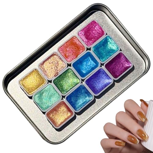 Gacqpli Pintura Acuarela Brillante | Kit De Dibujo Educativo De 12 Colores | Materiales Portátiles Para Principiantes Artistas Niños Niñas,Regalo Cumpleaños Aula Manualidades Creativas