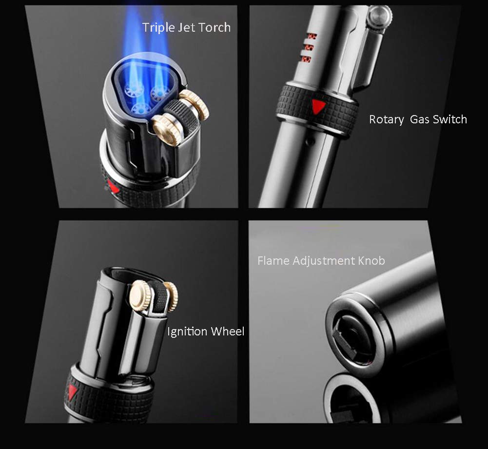 cigarette jet Clipper 45% Classic Cigarette & Cigar Metal Torch Jet Lighter w/ Flint Gift Box – Simple Glass Pipe