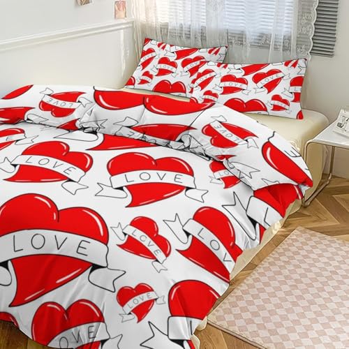 XZDXZD Love Hearts Tattoo Comforter Sets Full Size 3pcs Full