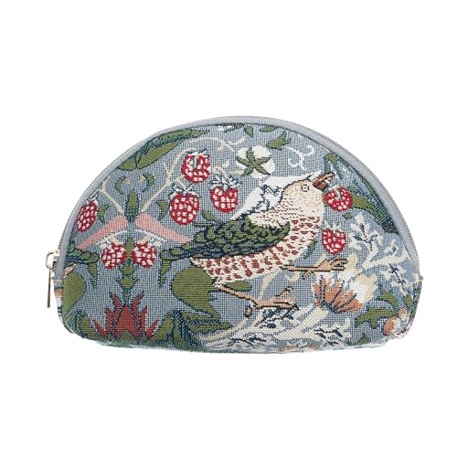 Image of Signare Tapestry Cosmetic Bag Makeup Bag for Women (Strawberry Thief Grey)