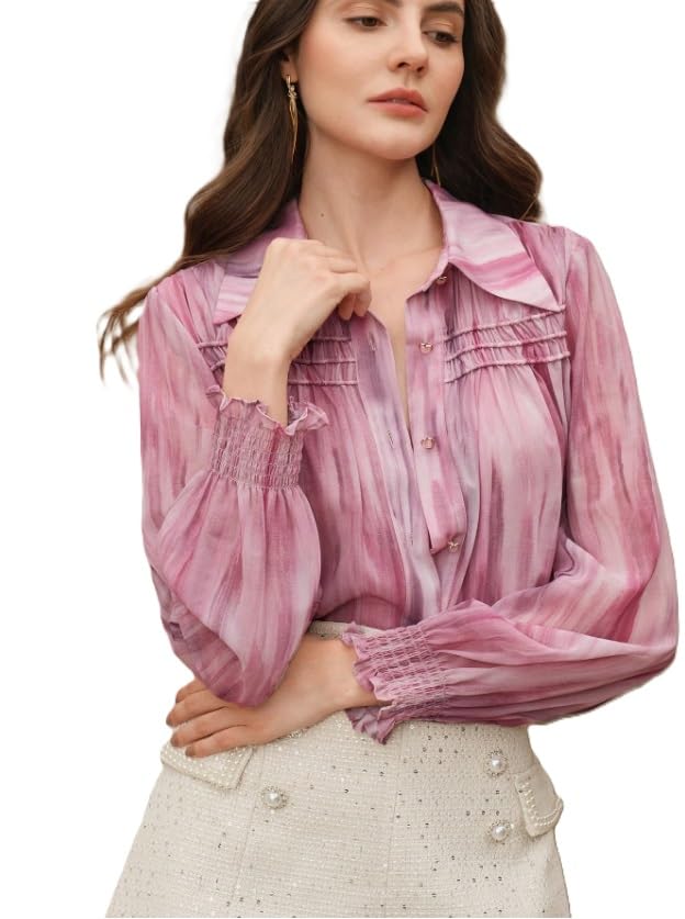 Women Shirt ||Women Top || Cecily Paisley-Trim Front-Button Down Shirt (S-05-06)
