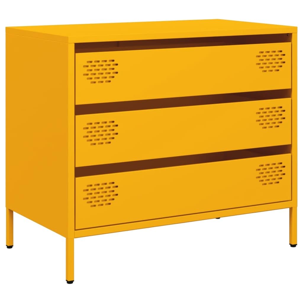 Générique Buffet Jaune Moutarde 68x39x58,5 cm Acier laminé à Froid Meubles Armoires & Meubles de Rangement Buffets & bahuts (Poids 19.03KG)