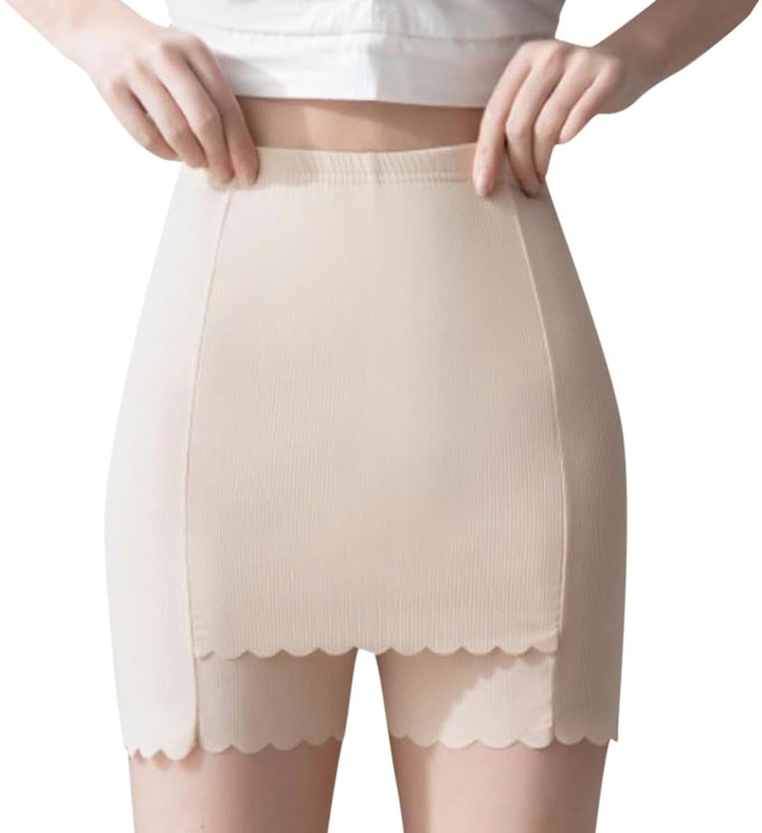 GenericJemego Double-Layer Front Crotch Ice Silk Safety Shorts, Double Layered Safety Pants for Women, Suitable, Leggings, Yoga