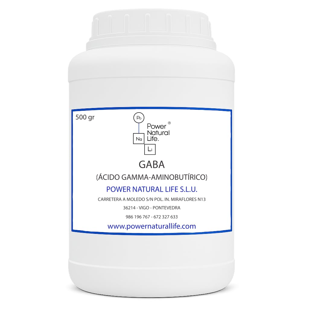 GABA en Polvo | Power Natural Life | Bote 500 g | Uso Alimentario, Técnico e Industrial | Ácido Gamma-Aminobutírico para Formulación | Materia Prima