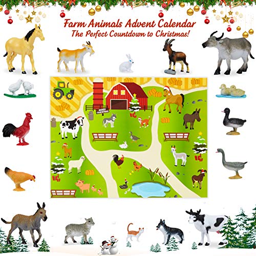 517oMfCCDnL KreativeKraft Calendrier de L'avent 2022 Enfant 24 Jouets Animaux Dinosaures(Multicolore Farm animals)