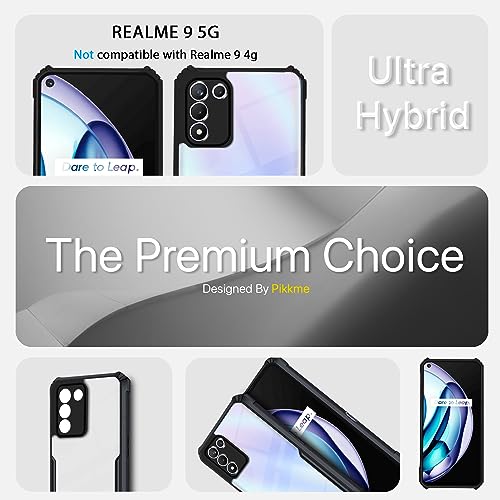 Image of Pikkme Realme 9 5G SE /Realme 9 5G Speed Edition Back Cover | Crystal Clear Transparent Back | Ultra Hybrid | Full Camera Protection | Raised Edge | Bumper Back Case (Black)