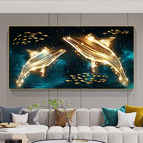 Dauphin toile art peinture animaux marins au design abstrait de prestige