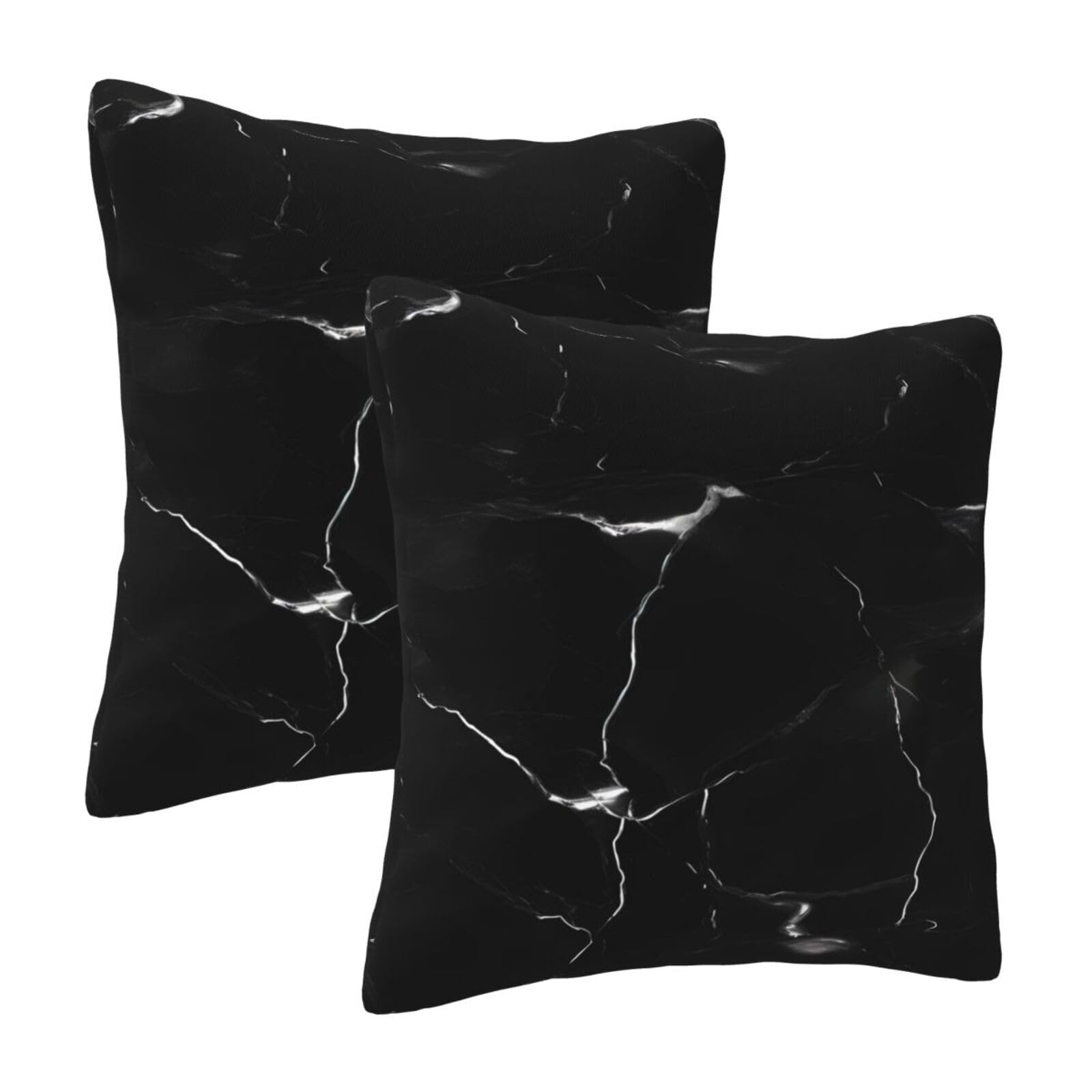 Estampado Mármol Juego 4 Fundas Almohada Mármol 40x40 Cm - Diseño Moderno Negro Dorado Morado - Tela Poliéster Lavable Fundas Cremallera Invisible