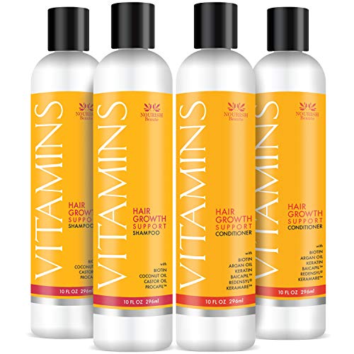 SAVE ON 4 Bottles - Premium Hair Loss Shampoo & Conditioner Set- Organic DHT Blocker - GUARANTEED to Promote Growth and Reduce Thinning w/ Argan Oil, Biotin and More - 4 Month Supply by Nourish Beaute