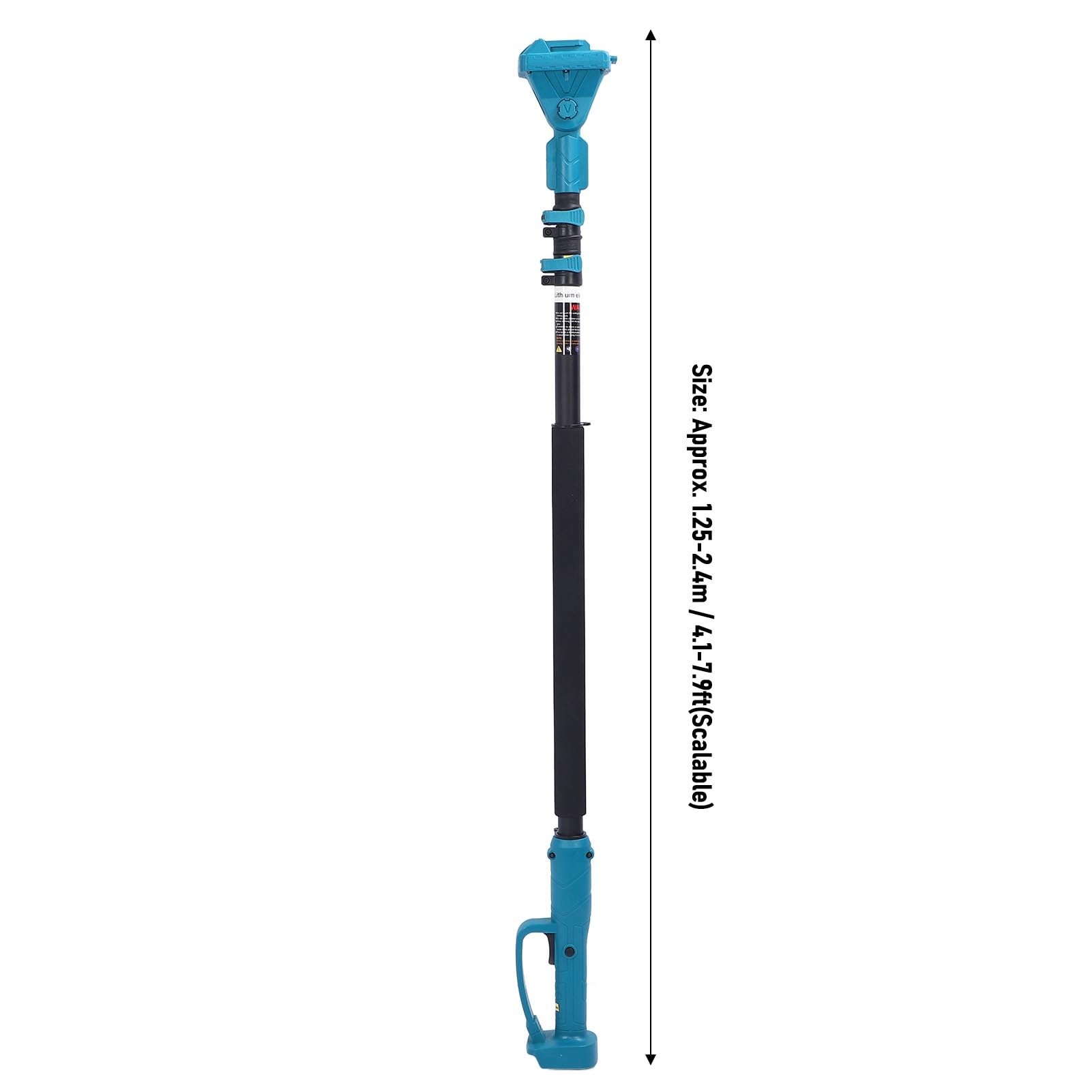 Poste de Extensión para Podadora Eléctrica, Aleación de Aluminio, Varilla Telescópica de 1,25 a 2,4 M, Bloqueo Abatible, Ajuste de Cabezal Giratorio de 180 Grados