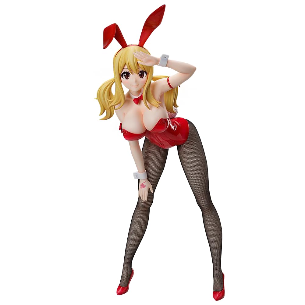 Zhongkaihua Fairy Tail Lucy Heartfilia Figure - 38cm Black Silk Bunny Girl Action Figurine Anime Periphery Pvc Statue Home Desk Ornament Decoration Gift for Fan